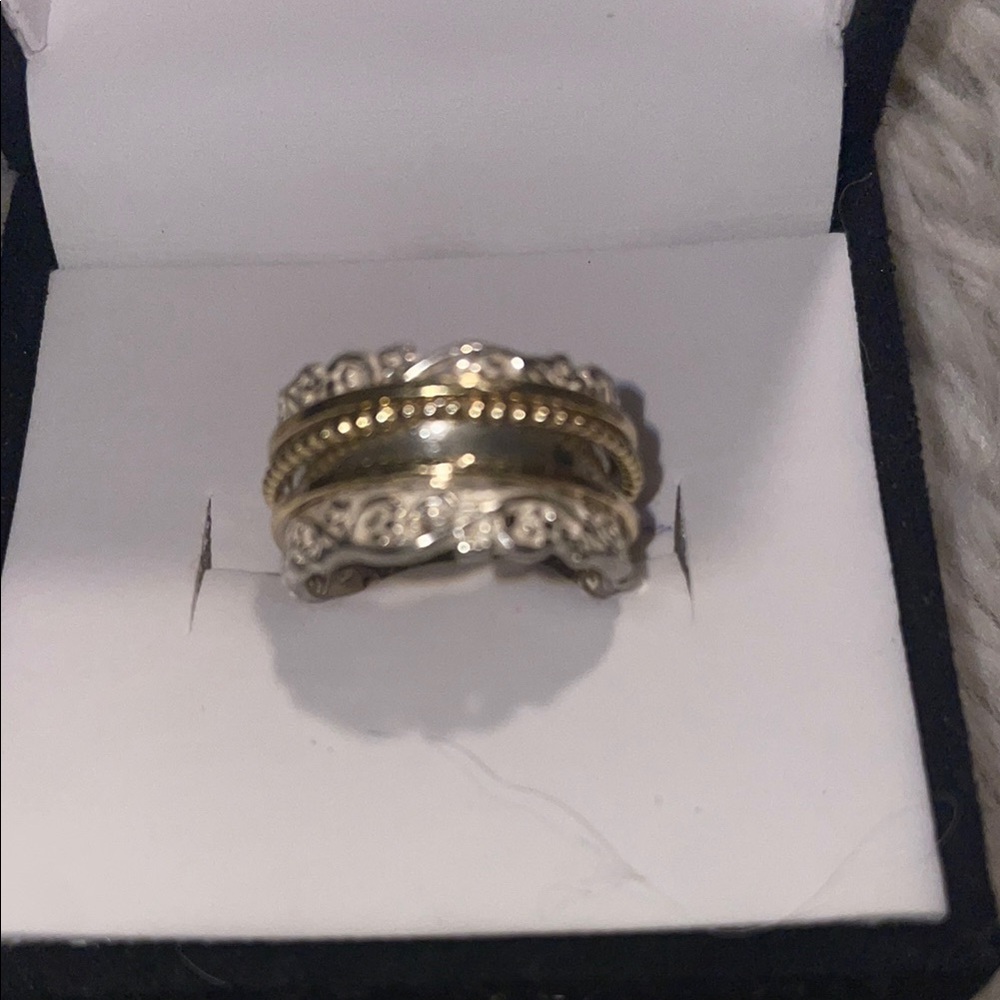 Silver 925 Two-Tone Spinner Ring - image 3